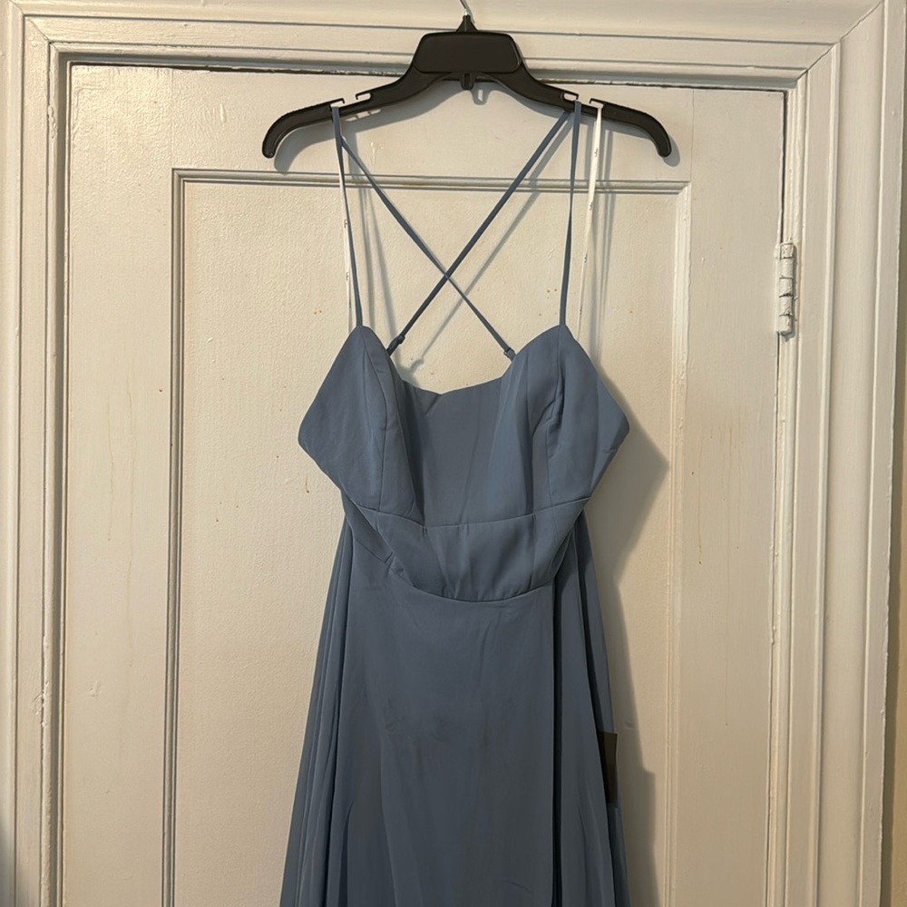 Steel blue maxi dress